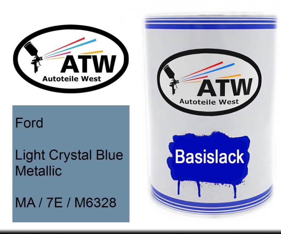 Ford, Light Crystal Blue Metallic, MA / 7E / M6328: 500ml Lackdose, von ATW Autoteile West.